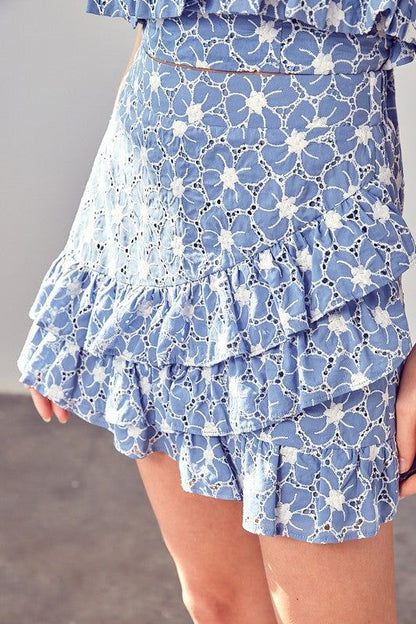 Eyelet Ruffle Skirt us.meeeshop - Skirts