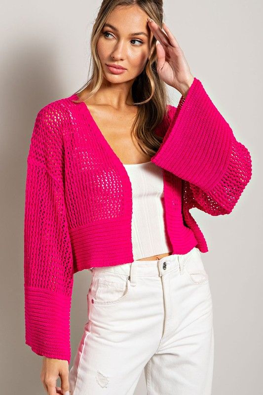 Eyelet Knit Cardigan - us.meeeshop