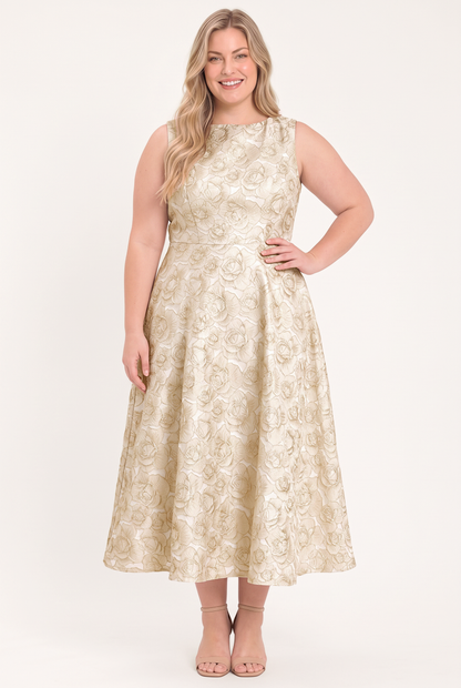 Flying Tomato Gilded Rose Woven Midi Dress