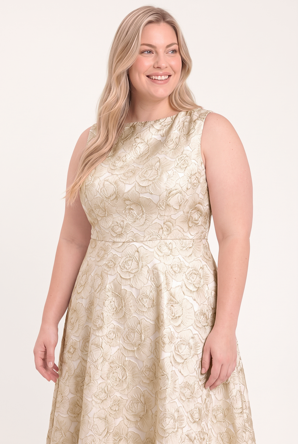 Flying Tomato Gilded Rose Woven Midi Dress