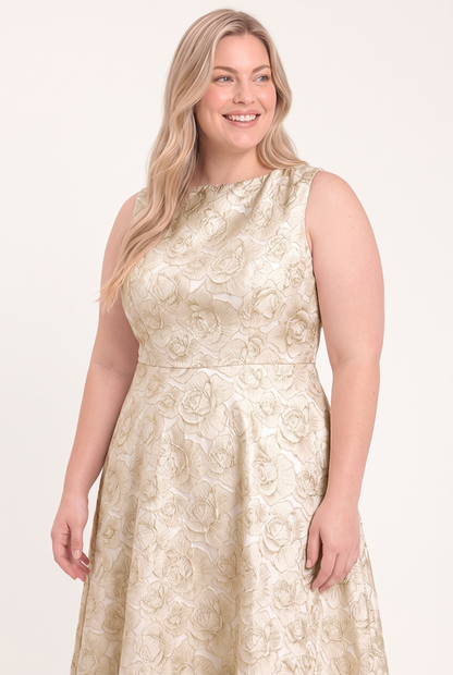 Flying Tomato Gilded Rose Woven Midi Dress