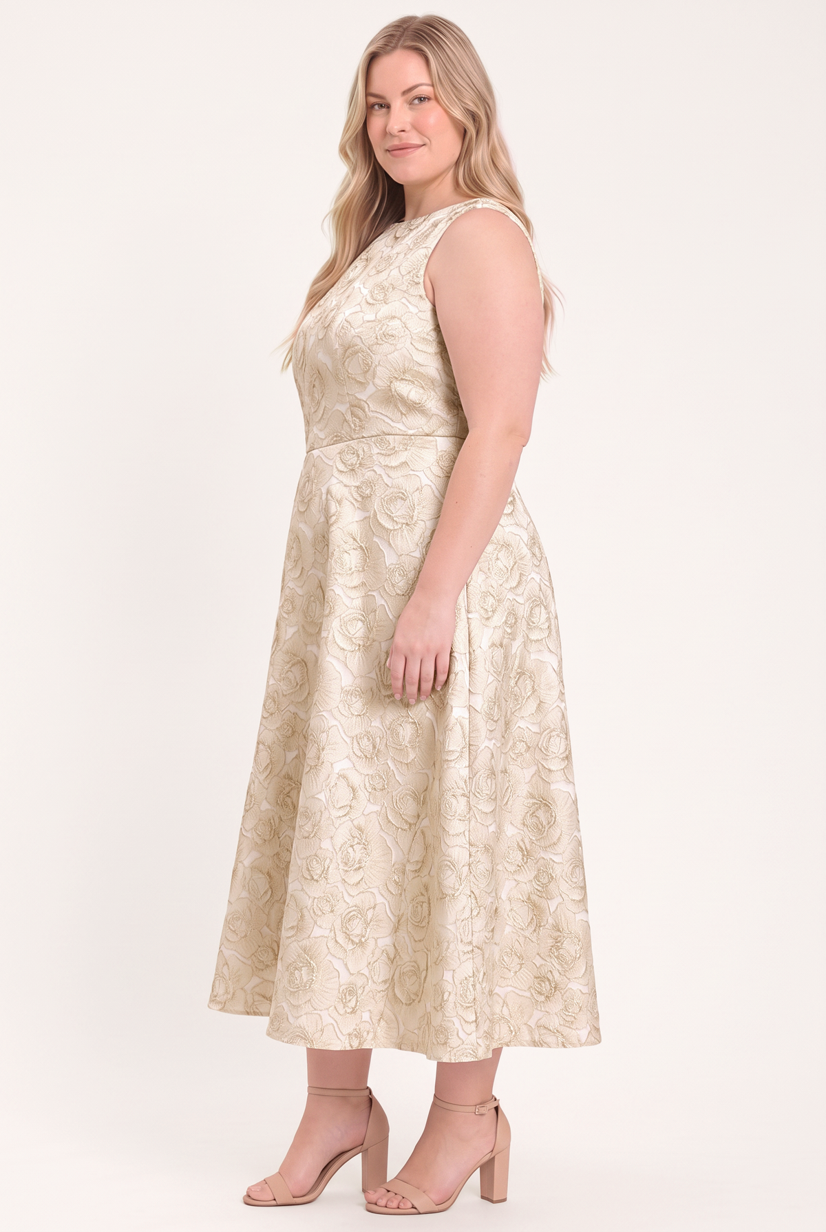 Flying Tomato Gilded Rose Woven Midi Dress