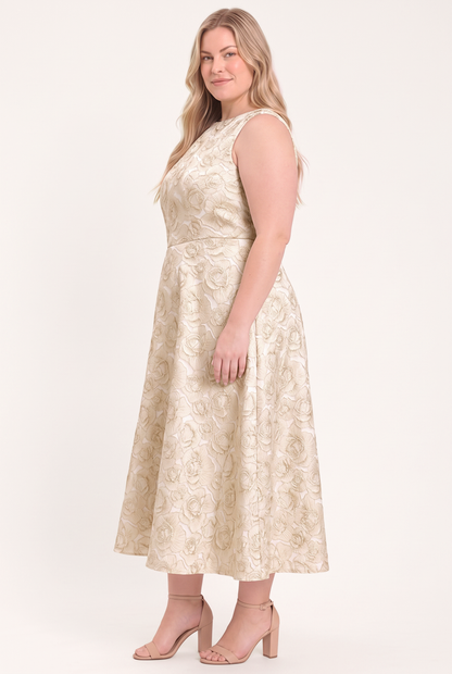Flying Tomato Gilded Rose Woven Midi Dress