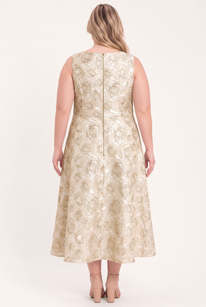 Flying Tomato Gilded Rose Woven Midi Dress