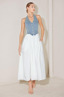 CITY TO COAST WOVEN MIDI DRESS