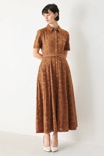 timeless love woven Timeless Love Woven Eyelet Midi Dress view 5 (dress) - shop at us.meeeshop
