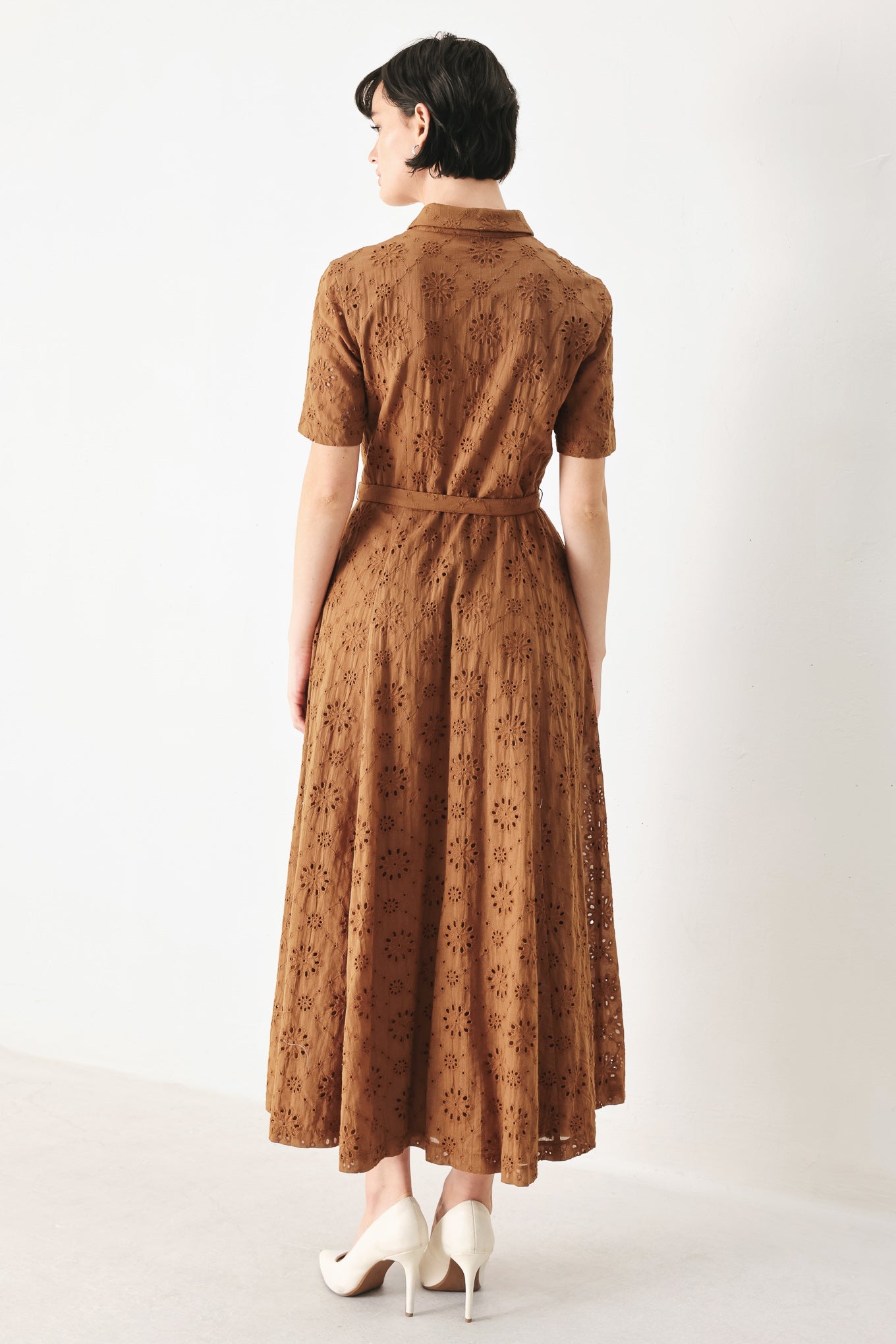 timeless love woven Timeless Love Woven Eyelet Midi Dress view 7 (dress) - shop at us.meeeshop