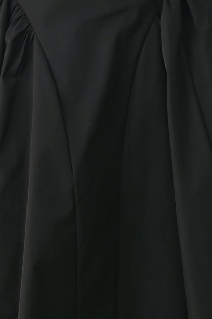 SCULPTED NOIR SHIRRED MIDI SKIRT