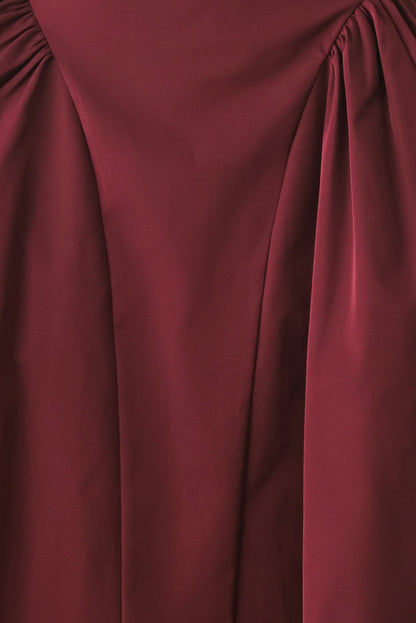 SCULPTED NOIR SHIRRED MIDI SKIRT