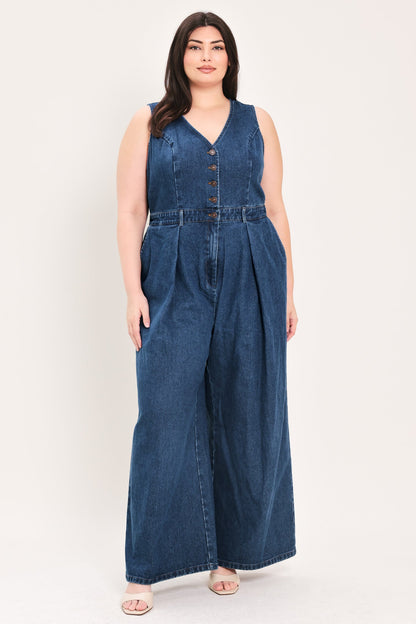 Flying Tomato Runway Hit Line Denim Jumpsuit