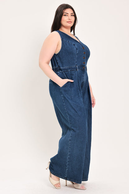 Flying Tomato Runway Hit Line Denim Jumpsuit