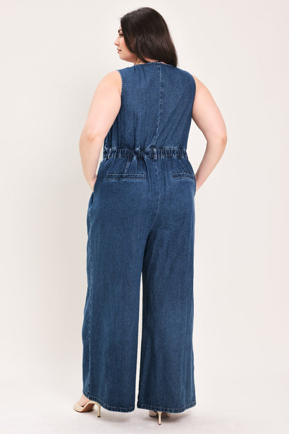 Flying Tomato Runway Hit Line Denim Jumpsuit