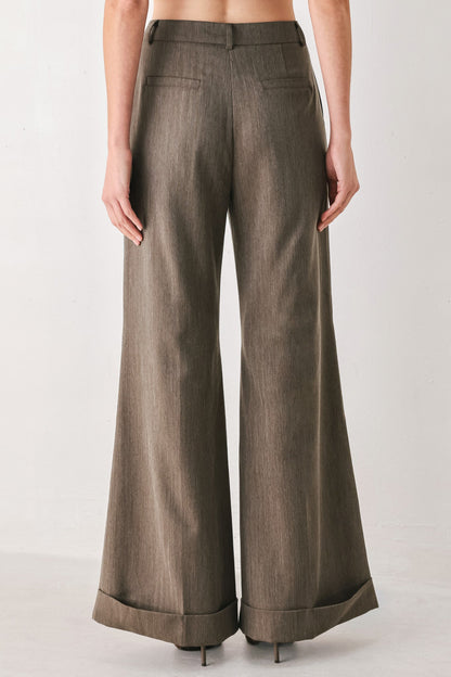 TAILORED TEMPO BROWN CUFFED FLARE PANTS