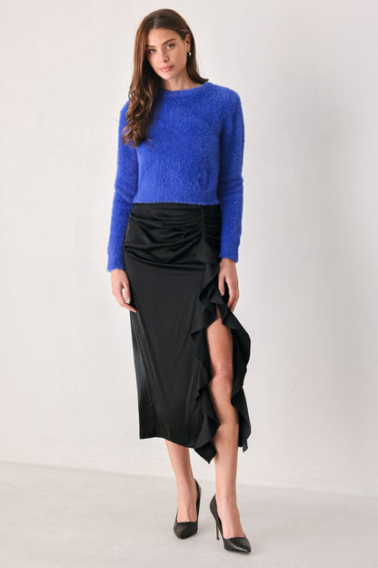 COLOR POP FUZZY SWEATER TOP