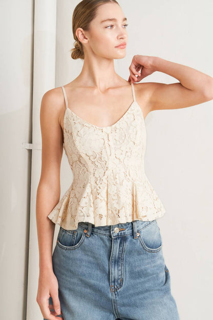 purely romantic woven Purely Romantic Woven Lace Cami Top view 16 (top) - shop at us.meeeshop