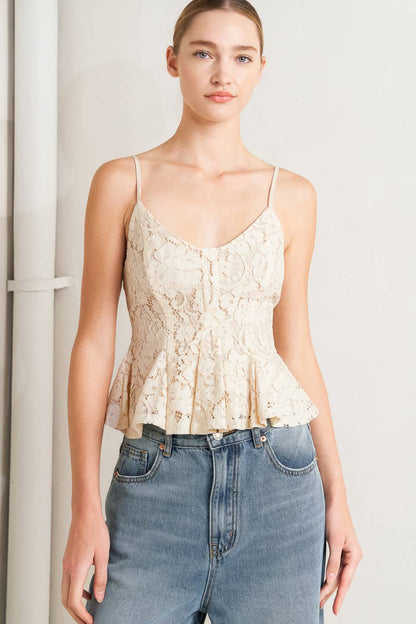 purely romantic woven Purely Romantic Woven Lace Cami Top view 2 (top) - shop at us.meeeshop