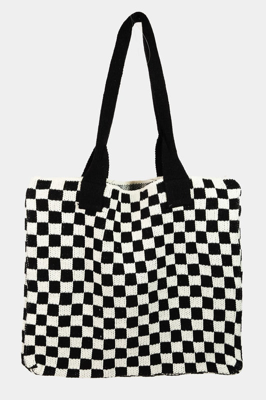 Fame Checkered Pattern Tote Bag - us.meeeshop