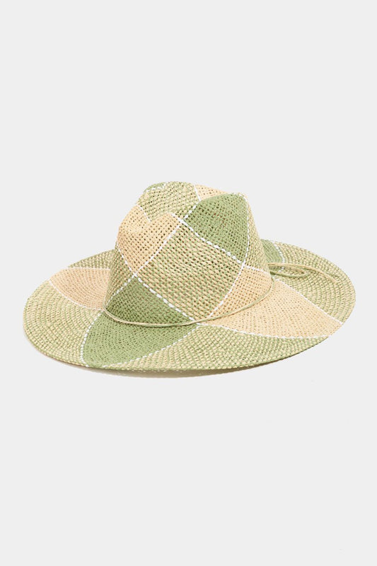 Fame Contrast Straw Braid Hat - us.meeeshop