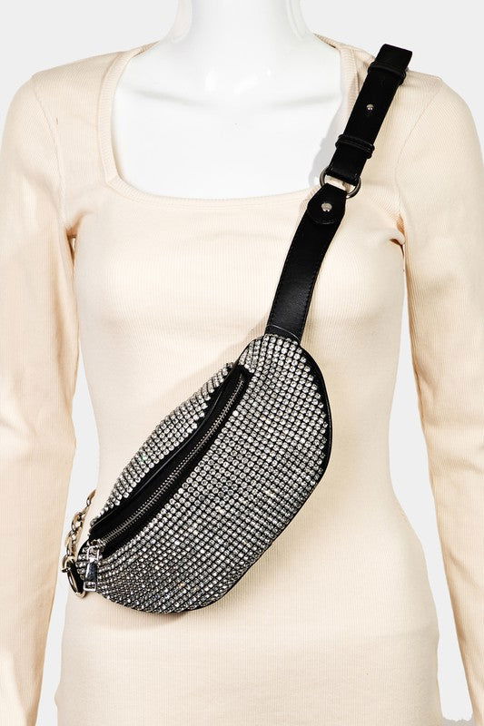 Fame Pave Rhinestone Crossbody Bag - us.meeeshop