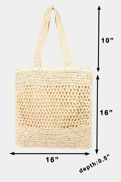 Fame Straw-Paper Crochet Tote Bag - us.meeeshop