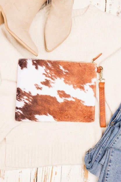 Faux Fur Cow Animal Print Clutch us.meeeshop - 