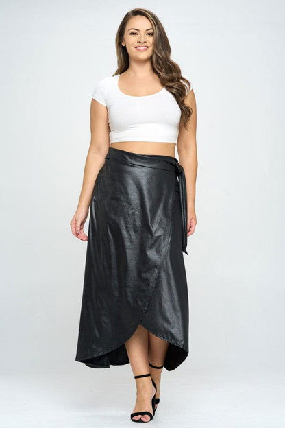 Faux Leather Maxi Wrap Skirt - us.meeeshop