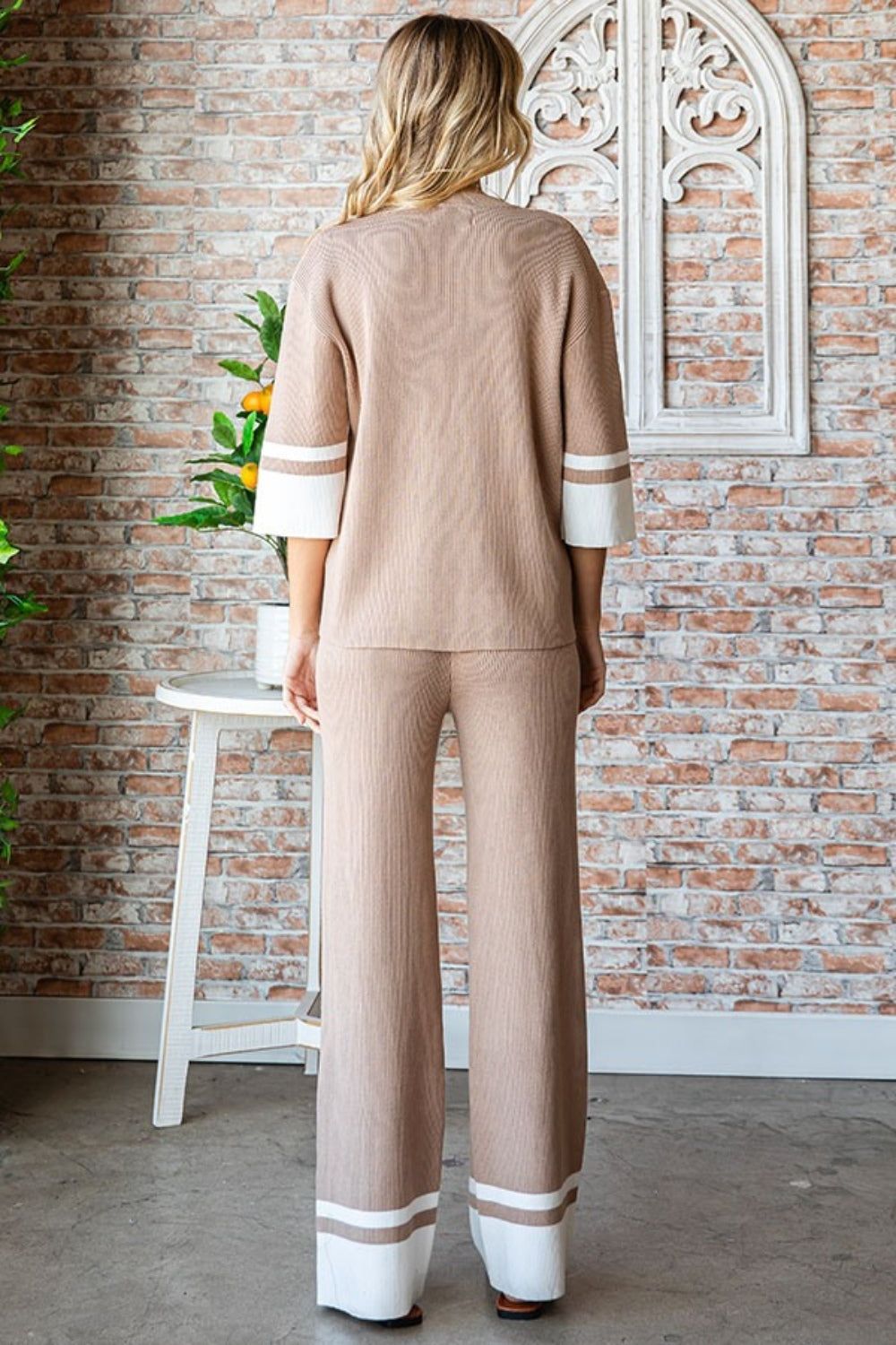 First Love Contrast Ribbed Knit Pants - us.meeeshop