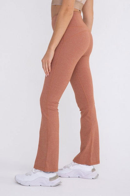 Mono B Flare Swoop Back High-Waisted Leggings - us.meeeshop