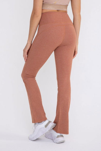 Mono B Flare Swoop Back High-Waisted Leggings - us.meeeshop