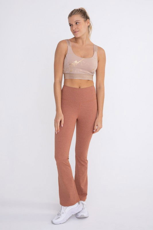 Mono B Flare Swoop Back High-Waisted Leggings - us.meeeshop