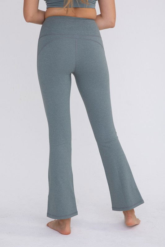 Mono B Flare Swoop Back High-Waisted Leggings - us.meeeshop