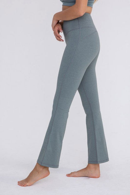 Mono B Flare Swoop Back High-Waisted Leggings - us.meeeshop