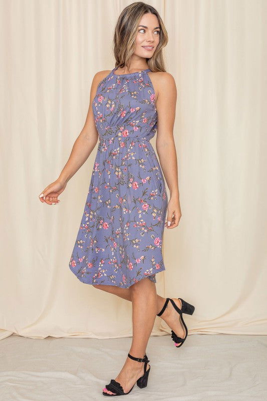 Floral Halter Top Midi Dress us.meeeshop - 