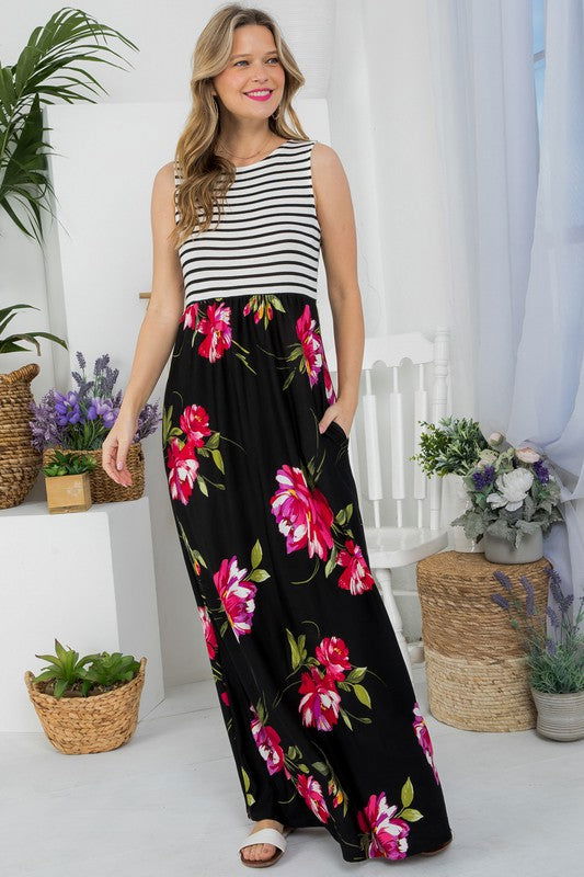 Floral Mix Tank Maxi Dress us.meeeshop - 