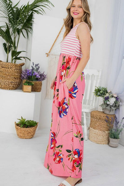 Floral Mix Tank Maxi Dress us.meeeshop - 