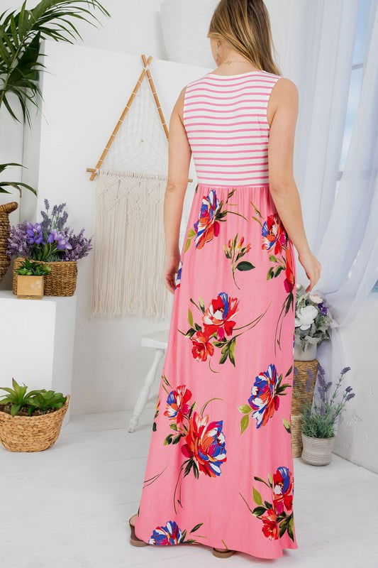 Floral Mix Tank Maxi Dress us.meeeshop - 