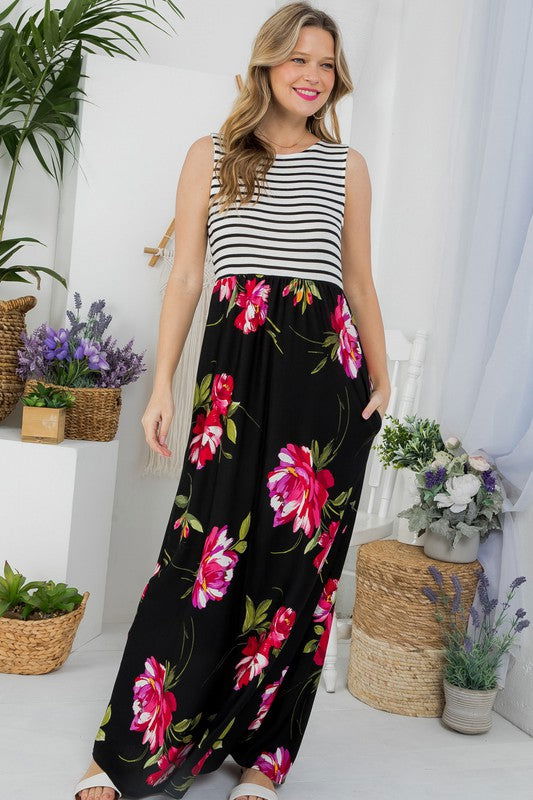 Floral Mix Tank Maxi Dress us.meeeshop - 