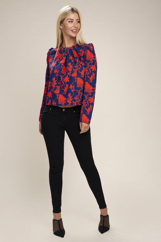 Floral Print Puff Sleeve Blouse us.meeeshop - Shirts & Tops