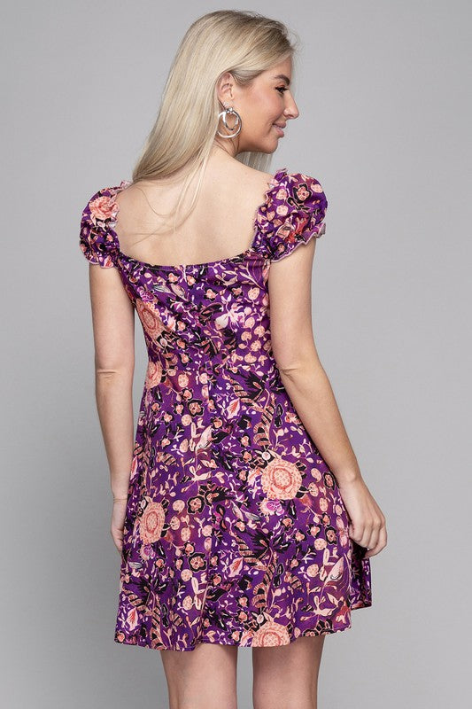 Floral Print Puff Sleeve Dress | us.meeeshop