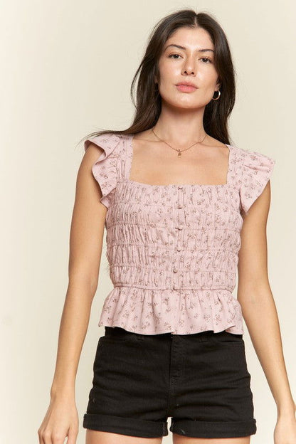 Floral Print Ruffled Top us.meeeshop - 