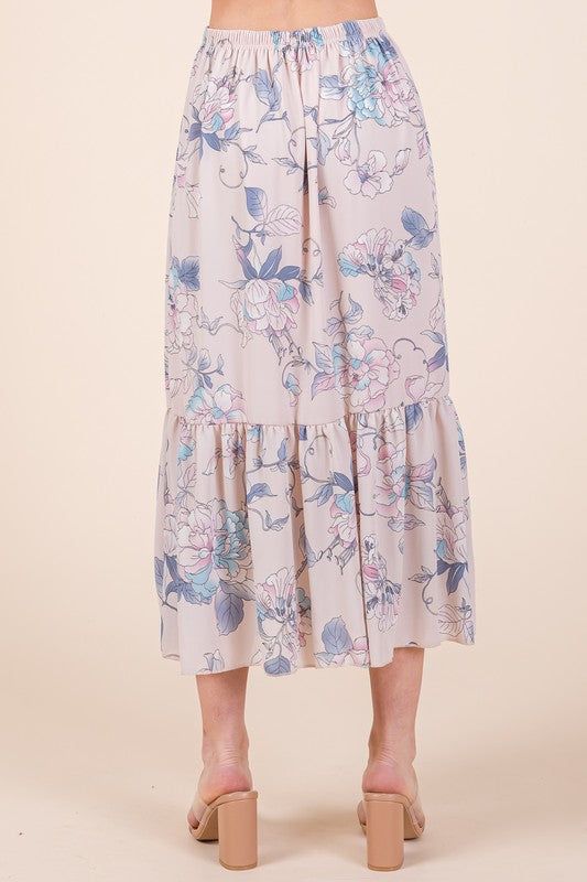 Floral Print Skirt Set with Tie Back Blouse us.meeeshop - 