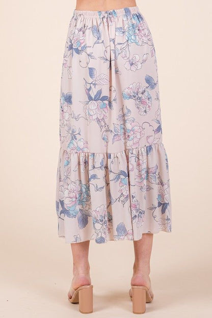 Floral Print Skirt Set with Tie Back Blouse us.meeeshop - 