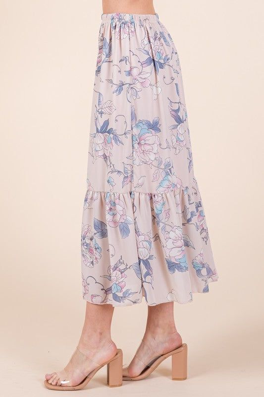 Floral Print Skirt Set with Tie Back Blouse us.meeeshop - 