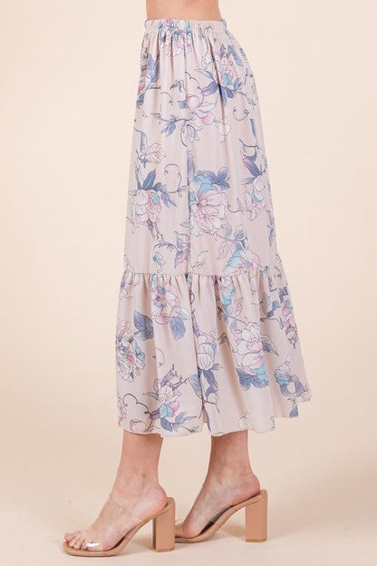 Floral Print Skirt Set with Tie Back Blouse us.meeeshop - 