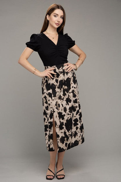 Floral Print Slit Skirt | us.meeeshop