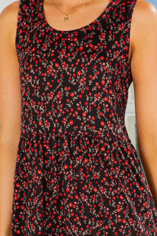 Floral Print Sundress with Pockets us.meeeshop - 