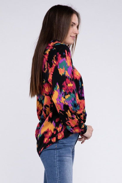 Floral Raglan Sleeve Blouse us.meeeshop - 