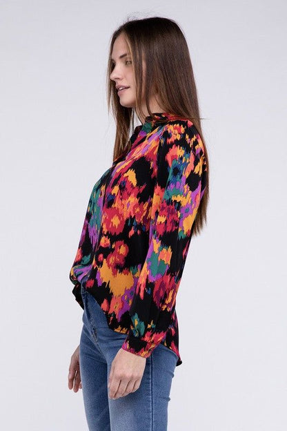 Floral Raglan Sleeve Blouse us.meeeshop - 