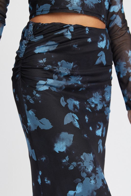 Floral Sheer Maxi Skirt | us.meeeshop
