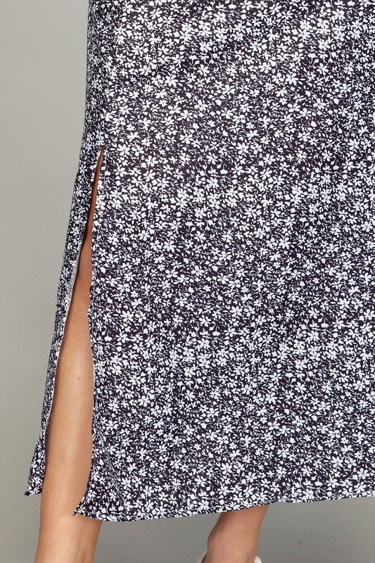 Floral midi skirt with slit | us.meeeshop